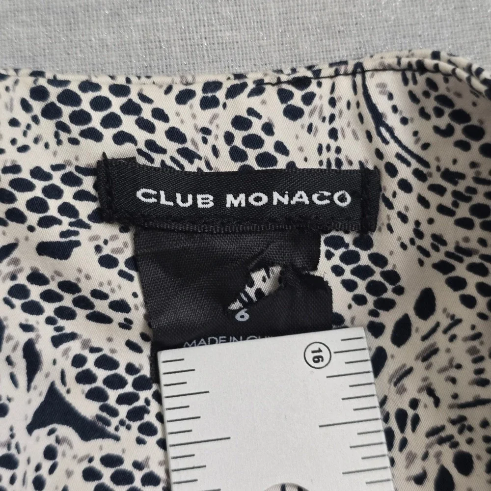 Club Monaco Mini Skirt Womens 6 Black White‎ Abstract Swirl Lace Print 00300861